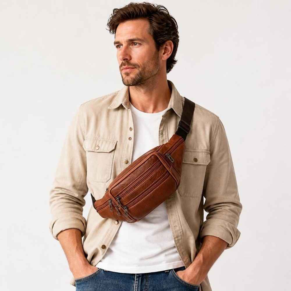 Luxury Bags Leather - Luksusowa skórzana torba na pas z